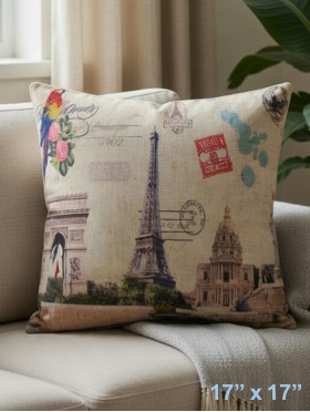 EIFFEL TOWER PRINT CUSHION & FILLER